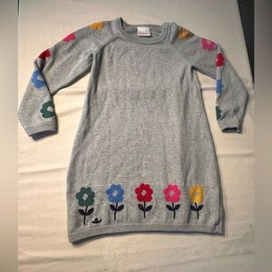 Hanna Andersson Girls Sz 6-7 Intarsia Pattern Grey Sweater Dress